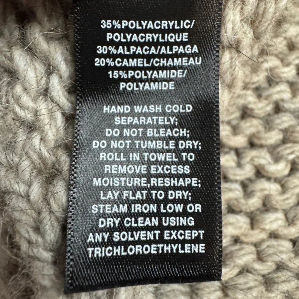 Lafayette 148‎ New York Knit Cowl Neck Warmer Alpaca Camel Blend Sequin Detail